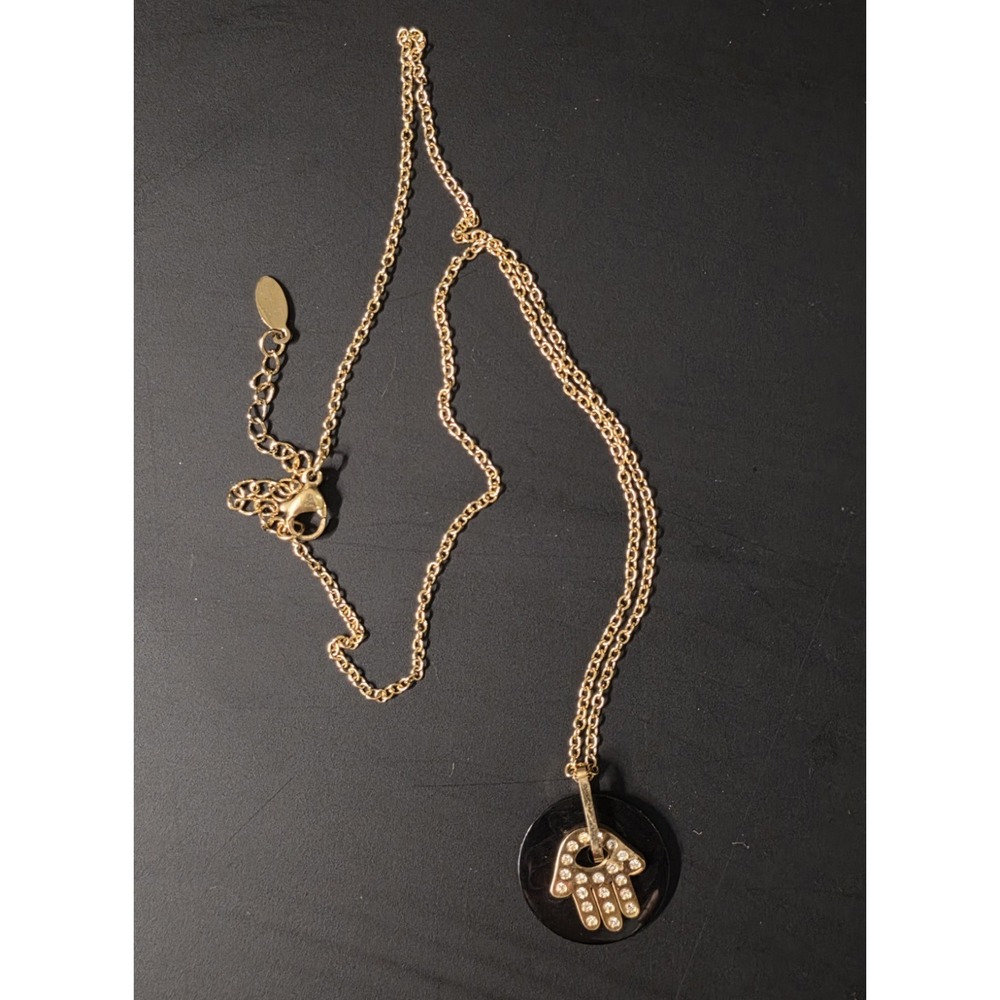Hamsa Pendant Gold Plated Stainless Steel Necklace Size 18" & 2" Extender